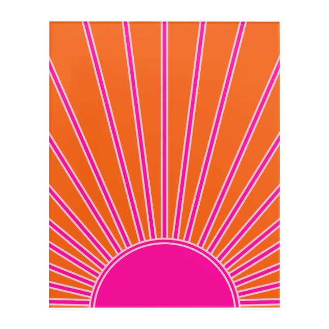 Sun Sunrise Orange And Hot Pink Preppy Sunshine Acrylic Print (Front)