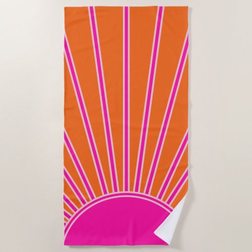 Sun Sunrise Orange And Hot Pink Preppy Sunshine Beach Towel