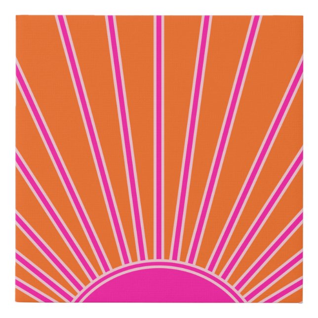 Sun Sunrise Orange And Hot Pink Preppy Sunshine Faux Canvas Print (Front)