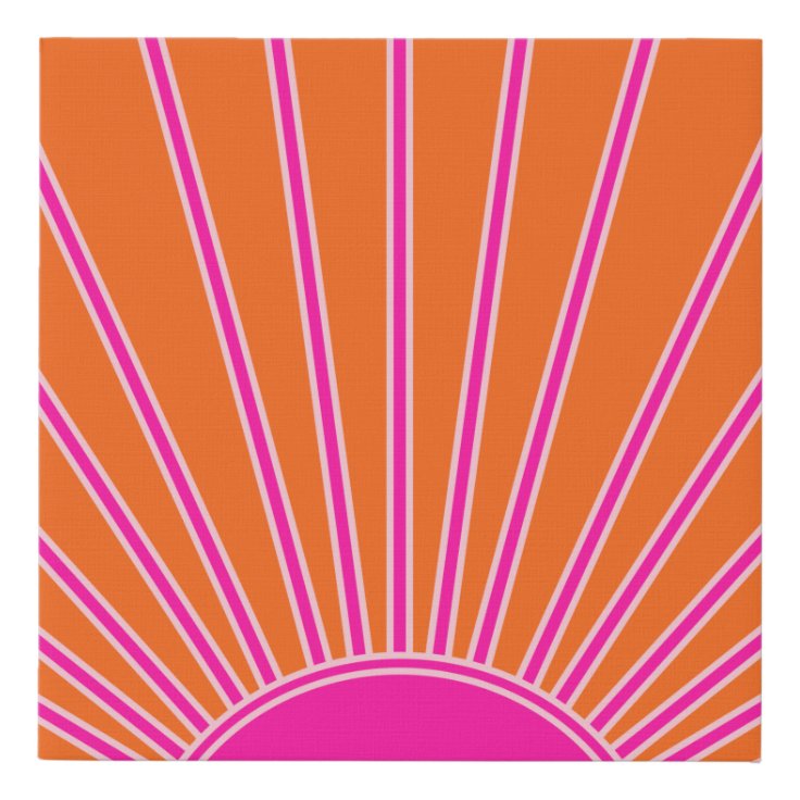 Sun Sunrise Orange And Hot Pink Preppy Sunshine Faux Canvas Print | Zazzle