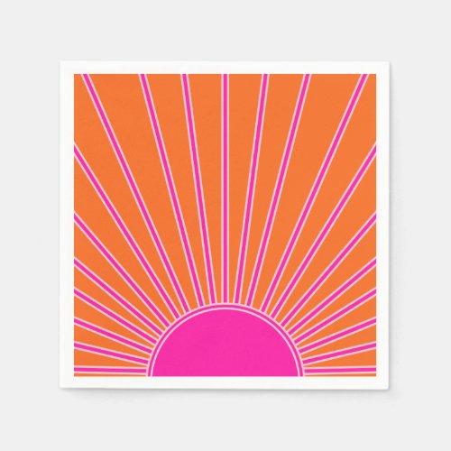 Sun Sunrise Orange And Hot Pink Preppy Sunshine Napkins