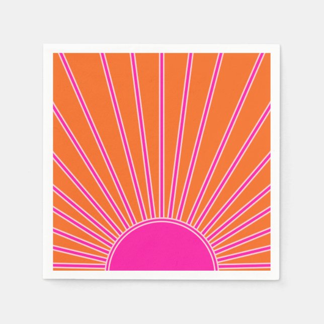 Sun Sunrise Orange And Hot Pink Preppy Sunshine Napkins (Front)
