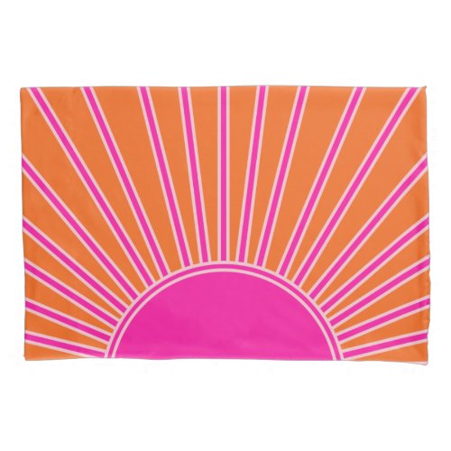 Sun Sunrise Orange And Hot Pink Preppy Sunshine Pillow Case