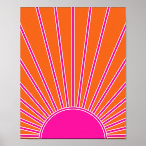 Sun Sunrise Orange And Hot Pink Preppy Sunshine Poster