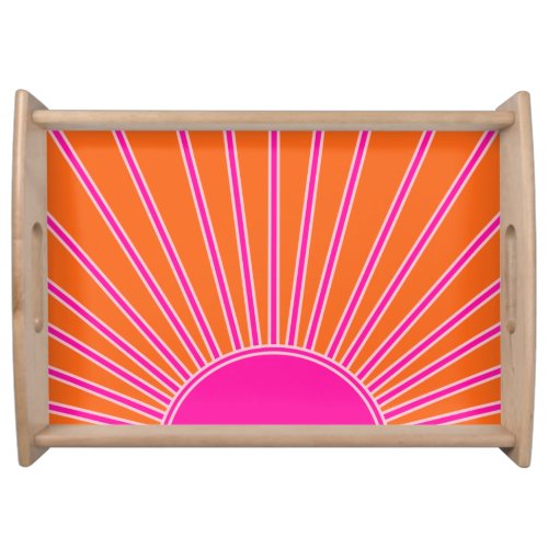 Sun Sunrise Orange And Hot Pink Preppy Sunshine Serving Tray