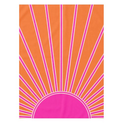 Sun Sunrise Orange And Hot Pink Preppy Sunshine Tablecloth