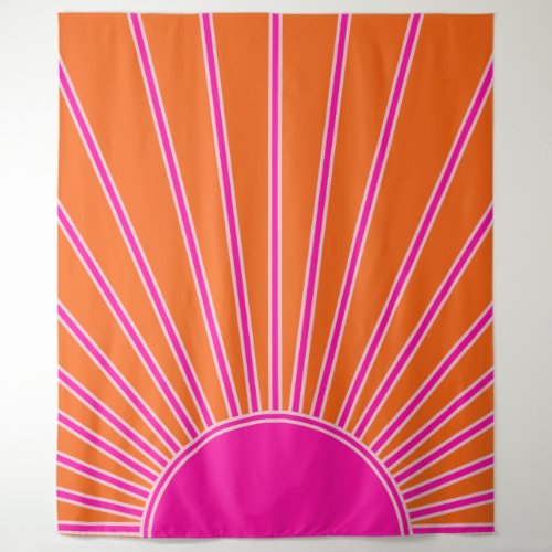 Sun Sunrise Orange And Hot Pink Preppy Sunshine Tapestry