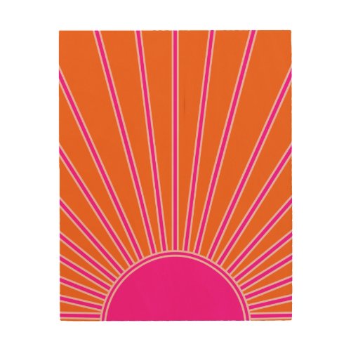 Sun Sunrise Orange And Hot Pink Preppy Sunshine Wood Wall Art