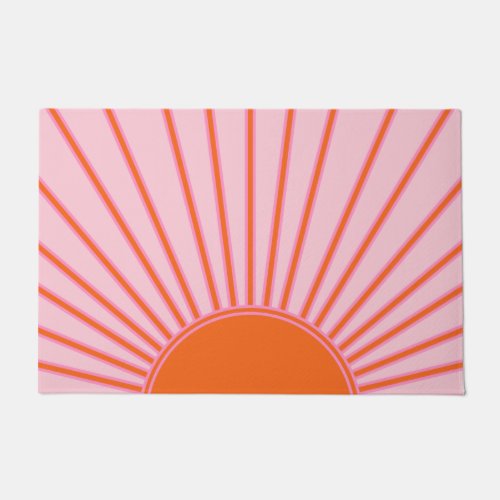 Sun Sunrise Pastel Pink And Orange Sunshine Doormat