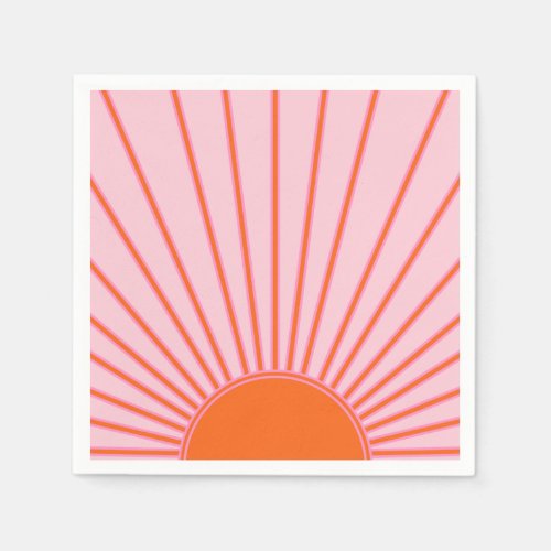 Sun Sunrise Pastel Pink And Orange Sunshine Napkins