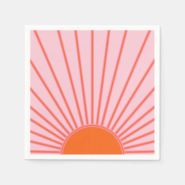 Sun Sunrise Pastel Pink And Orange Sunshine Napkins (Front)