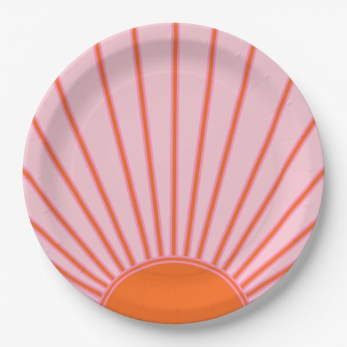 Sun Sunrise Pastel Pink And Orange Sunshine Paper Plates