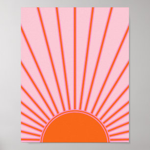 Sun Sunrise Pastel Pink And Orange Sunshine Poster