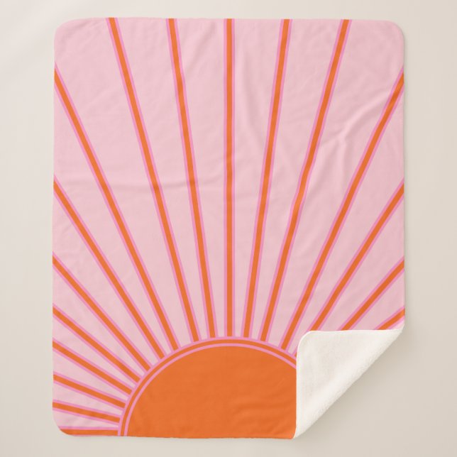 Sun Sunrise Pastel Pink And Orange Sunshine Sherpa Blanket (Front)