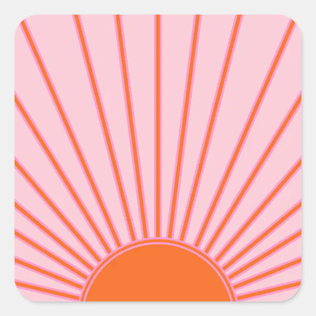 Sunshine Square Sign Sun Sunrise Pastel Pink And Orange Sunshine Square Sticker | Zazzle