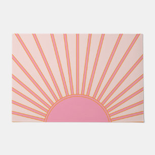 Sun Sunrise Pink Abstract Retro Sunshine Doormat
