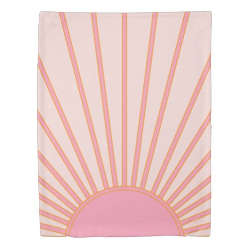 Sun Sunrise Pink Abstract Retro Sunshine Duvet Cover