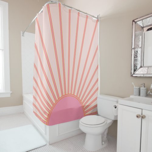 Sun Sunrise Pink Abstract Retro Sunshine Shower Curtain