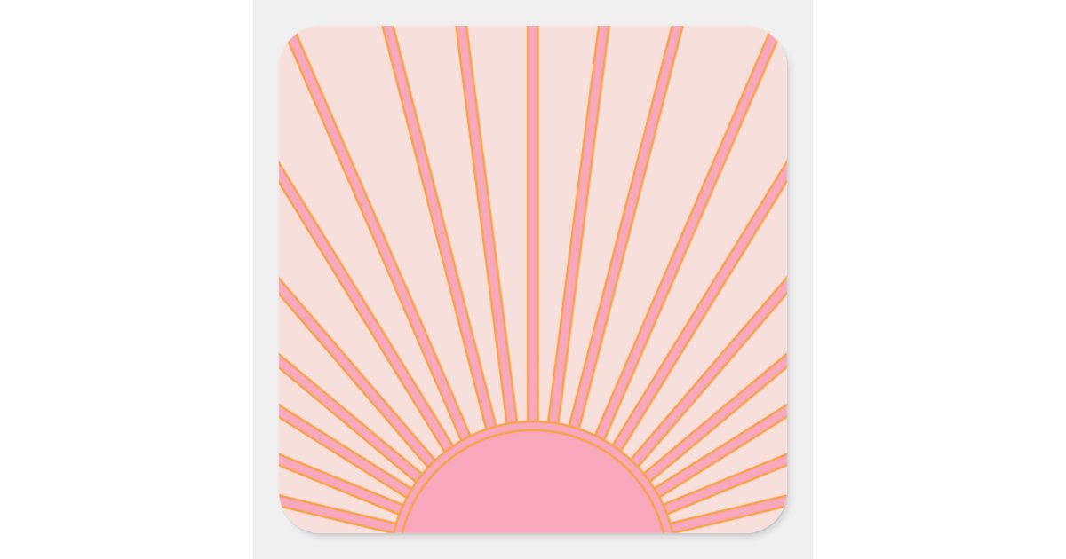 Sunshine Square Sign Sun Sunrise Pink Abstract Retro Sunshine Square Sticker | Zazzle