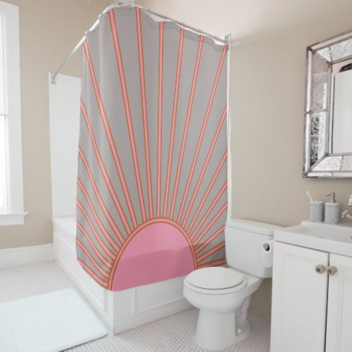 Sun Sunrise Pink And Grey Sunshine Shower Curtain