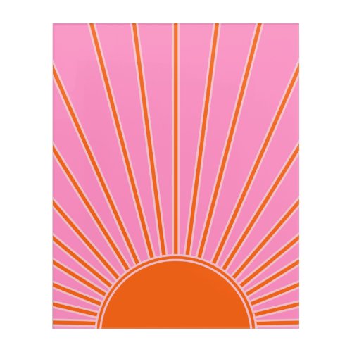 Sun Sunrise Pink And Orange Vintage Boho Sunshine Acrylic Print