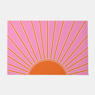 Sun Sunrise Pink And Orange Vintage Boho Sunshine Doormat