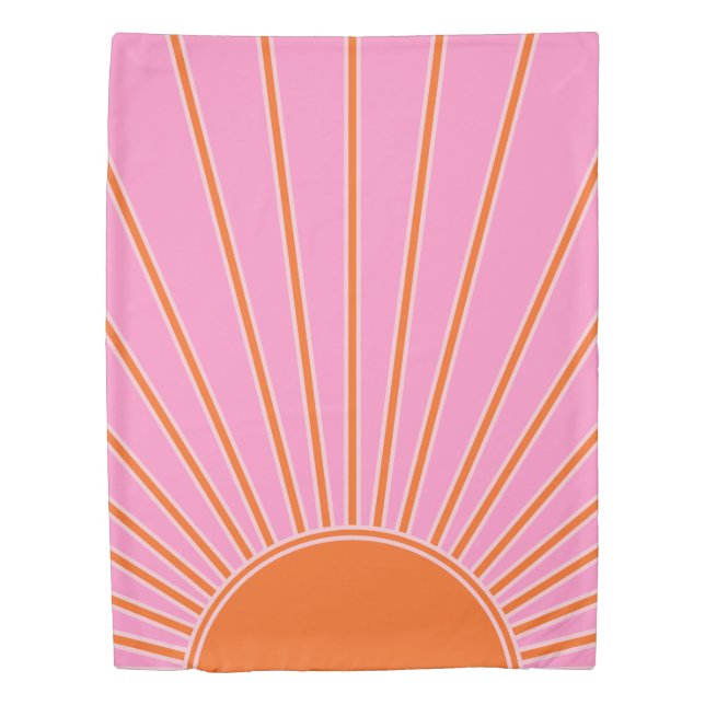 Sun Sunrise Pink And Orange Vintage Boho Sunshine Duvet Cover (Front)