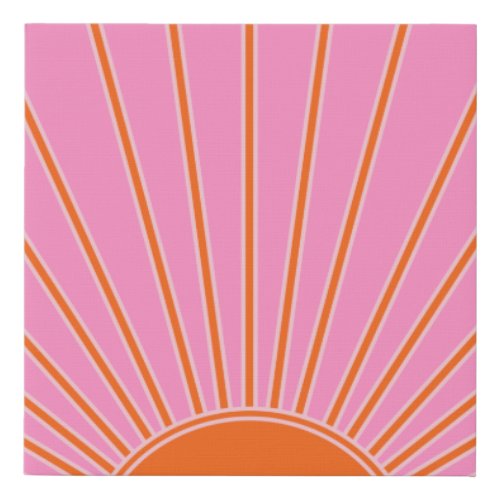 Sun Sunrise Pink And Orange Vintage Boho Sunshine Faux Canvas Print