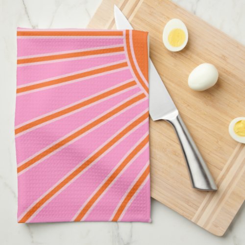 Sun Sunrise Pink And Orange Vintage Boho Sunshine Kitchen Towel