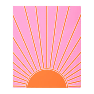 Sun Sunrise Pink And Orange Vintage Boho Sunshine Metal Print