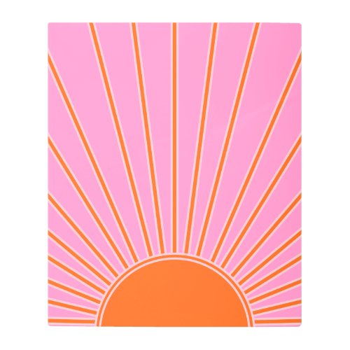 Sun Sunrise Pink And Orange Vintage Boho Sunshine Metal Print