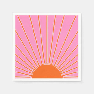 Sun Sunrise Pink And Orange Vintage Boho Sunshine Napkins