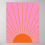 Sun Sunrise Pink And Orange Vintage Boho Sunshine Poster<br><div class="desc">Sun Print – pink and orange - Sunshine,  Modern Abstract Geometric Sunrise.</div>