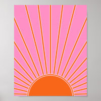 Sun Sunrise Pink And Orange Vintage Boho Sunshine