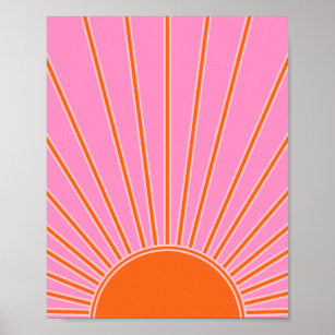 Sun Sunrise Pink And Orange Vintage Boho Sunshine Poster