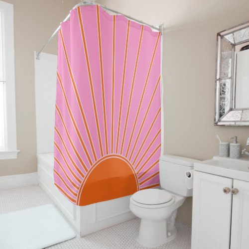 Sun Sunrise Pink And Orange Vintage Boho Sunshine Shower Curtain