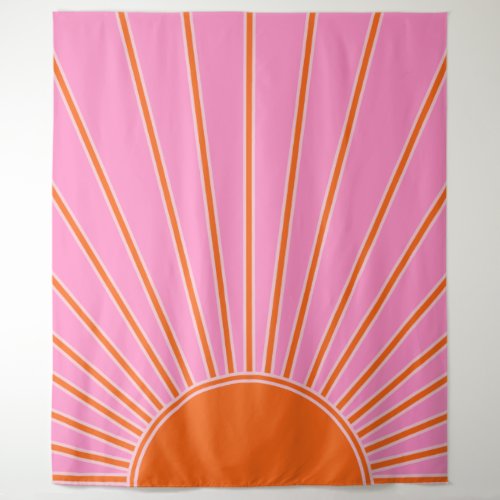Sun Sunrise Pink And Orange Vintage Boho Sunshine Tapestry