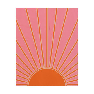 Sun Sunrise Pink And Orange Vintage Boho Sunshine Wood Wall Art