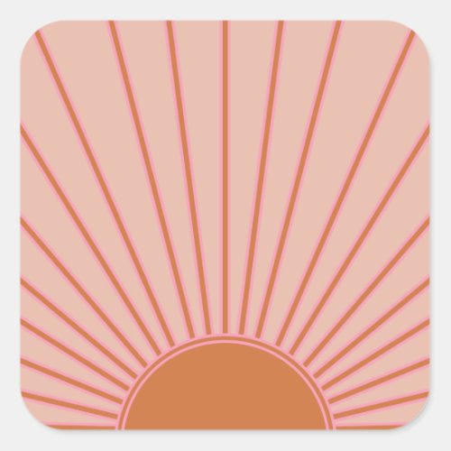 Sun Sunrise Terracotta Earth Tones Sunshine Square Sticker