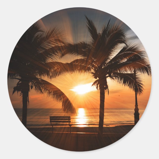 Sun Sunset Sunrise Classic Round Sticker (Front)