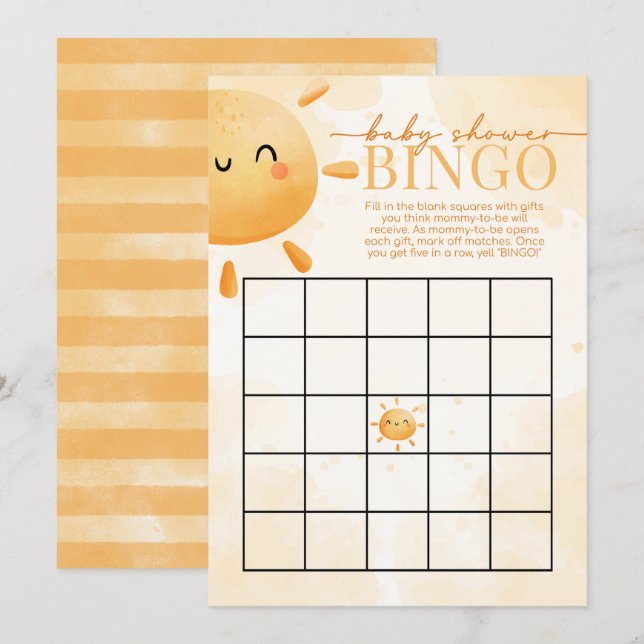 Sun Sunshine Baby Shower BINGO Game Invitation (Front/Back)