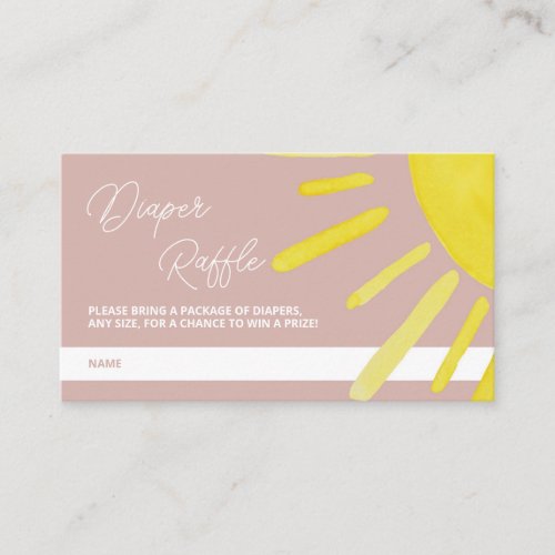 Sun Sunshine Baby Shower Diaper Raffle Enclosure Card