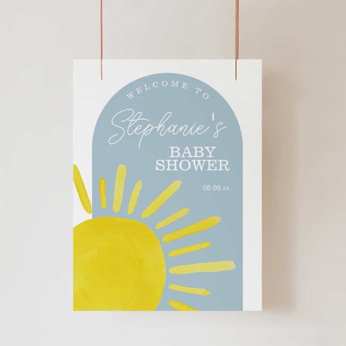 Sun Sunshine Boy Baby Shower Welcome Sign