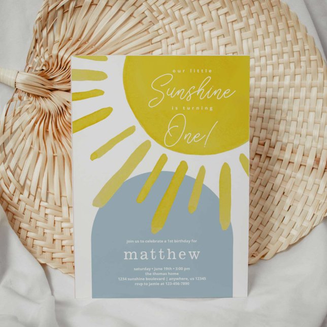 Sun Sunshine Boy's First Birthday Invitation (Creator Uploaded)