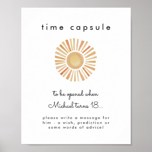 Sun Sunshine First Birthday Time Capsule Poster