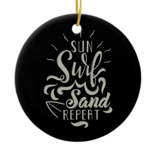 Sun Surf Sand Repeat Ceramic Ornament