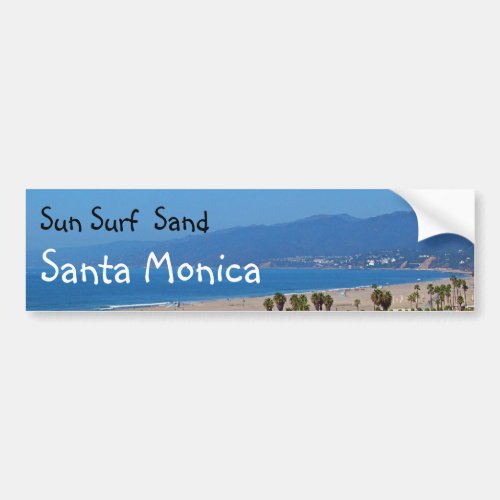 Sun Surf Sand Santa Monica bumpersticker Bumper Sticker
