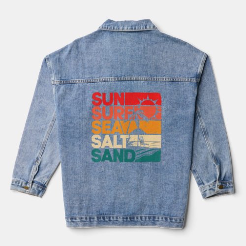 Sun Surf Sea Salt Sand Vintage Beach Sunset  Denim Jacket
