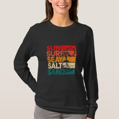 Sun Surf Sea Salt Sand Vintage Beach Sunset  T_Shirt
