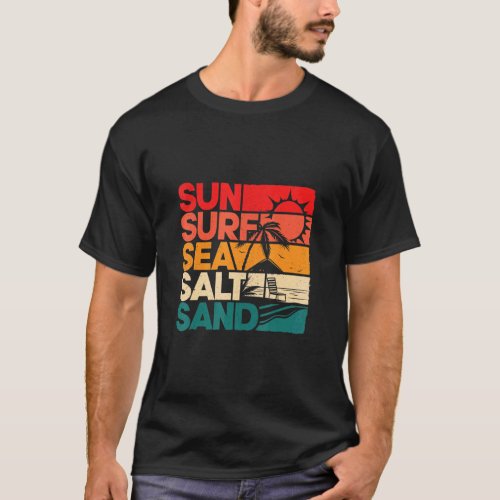 Sun Surf Sea Salt Sand Vintage Beach Sunset  T_Shirt